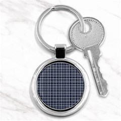 Pattern Carreaux Bleu/blanc Key Chain (round) by kcreatif