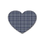 Pattern carreaux bleu/blanc Rubber Coaster (Heart)  Front