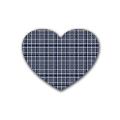 Pattern Carreaux Bleu/blanc Heart Coaster (4 Pack)  by kcreatif