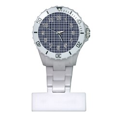 Pattern Carreaux Bleu/blanc Plastic Nurses Watch by kcreatif