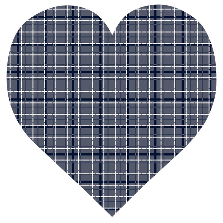 Pattern carreaux bleu/blanc Wooden Puzzle Heart