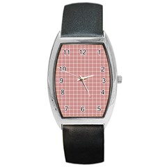 Abstrait carreaux rose/blanc Barrel Style Metal Watch