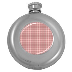 Abstrait carreaux rose/blanc Round Hip Flask (5 oz)