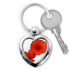 Coquelicots Fleurs Key Chain (heart) by kcreatif