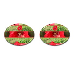 Photos Collage Coquelicots Cufflinks (oval) by kcreatif