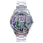 Collage Fleurs Violette Stainless Steel Analogue Watch Front