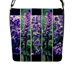 Collage Fleurs Violette Flap Closure Messenger Bag (l) by kcreatif