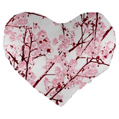 Fleurs De Cerisier Large 19  Premium Heart Shape Cushions by kcreatif