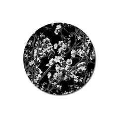 Fleurs De Cerisier Noir & Blanc Magnet 3  (round) by kcreatif