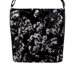 Fleurs De Cerisier Noir & Blanc Flap Closure Messenger Bag (l) by kcreatif