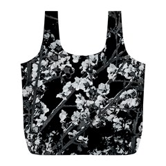 Fleurs De Cerisier Noir & Blanc Full Print Recycle Bag (l) by kcreatif