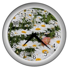 Champs De Marguerites Wall Clock (silver) by kcreatif