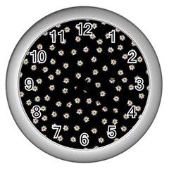 Pattern Marguerites Wall Clock (silver) by kcreatif