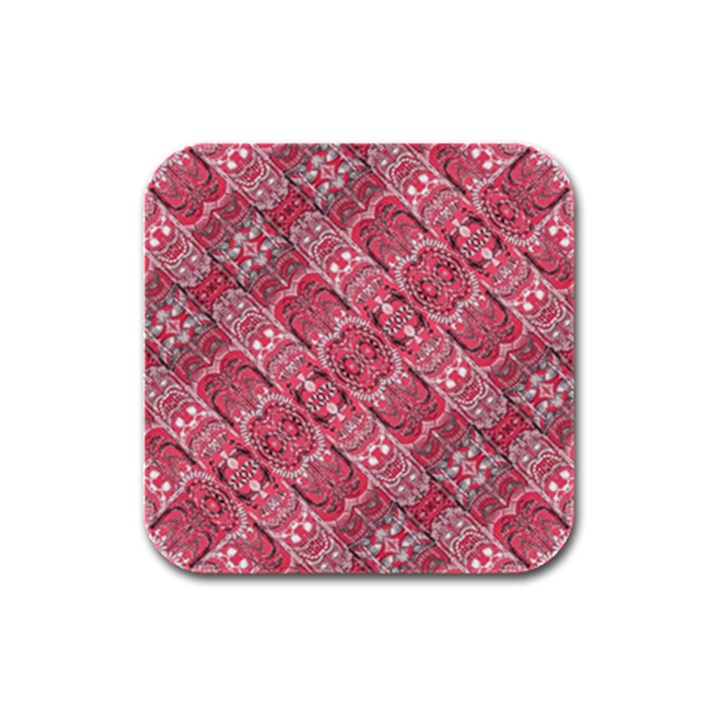 Fancy Ornament Pattern Design Rubber Square Coaster (4 pack) 