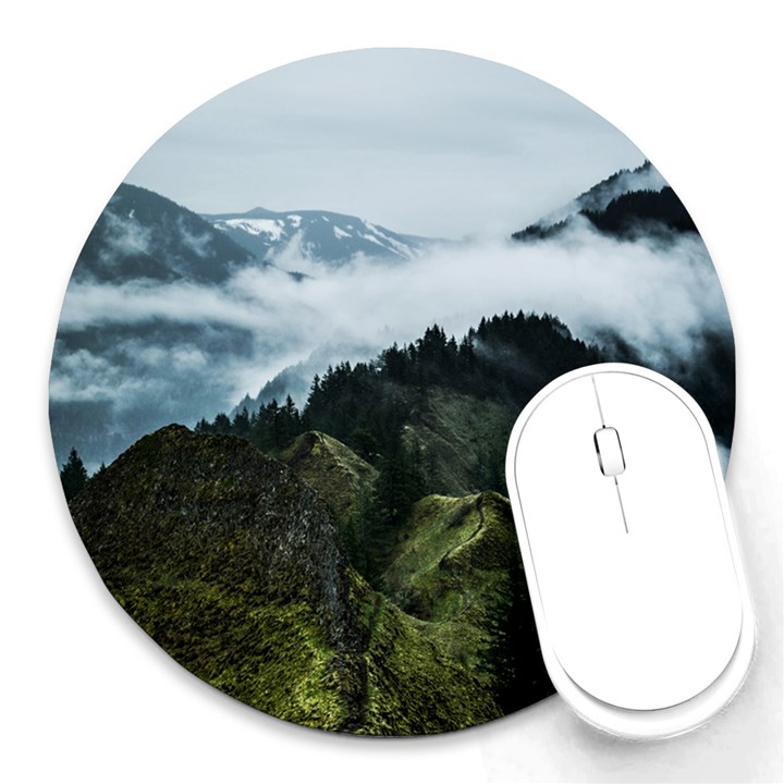 Green mountain Round Mousepads