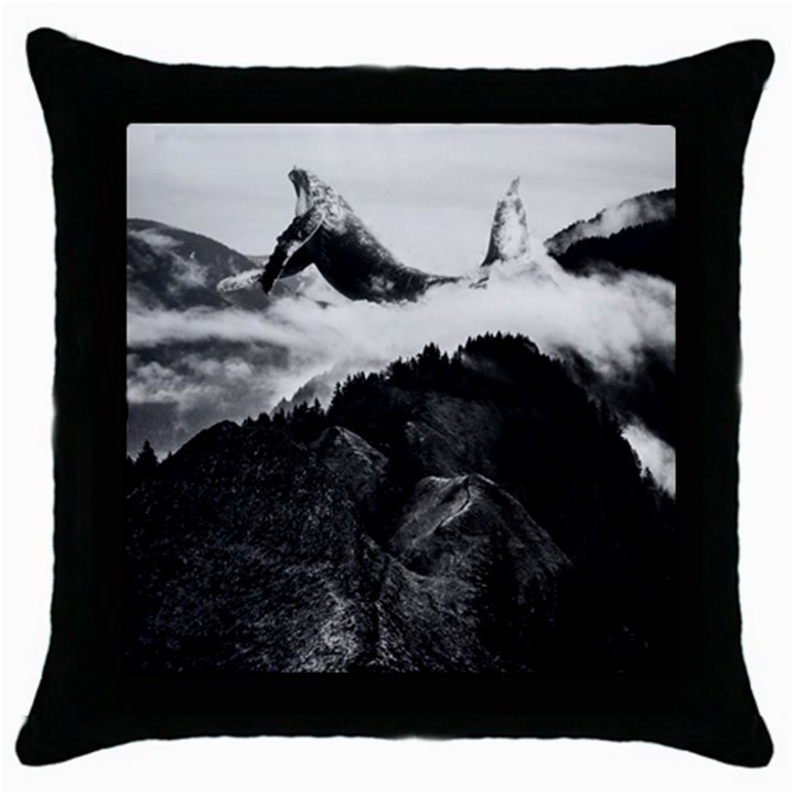 Whales dream Throw Pillow Case (Black)