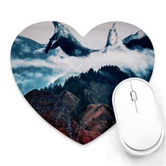 Blue Whale In The Clouds Heart Mousepads by goljakoff