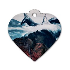 Blue Whale In The Clouds Dog Tag Heart (two Sides) by goljakoff