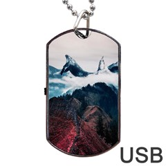 Blue Whale In The Clouds Dog Tag Usb Flash (one Side) by goljakoff