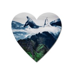 Whales Peak Heart Magnet by goljakoff