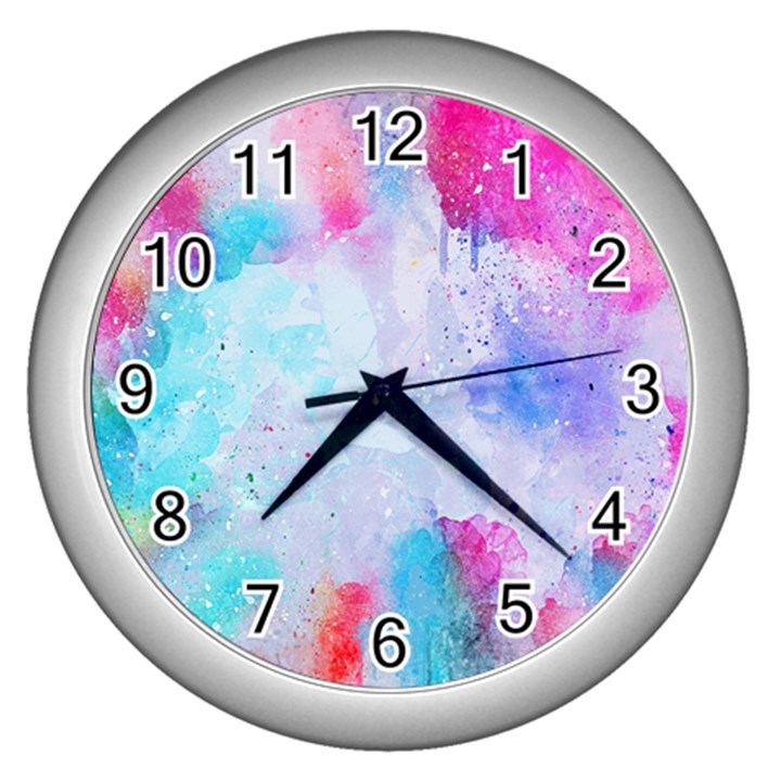 Rainbow paint Wall Clock (Silver)