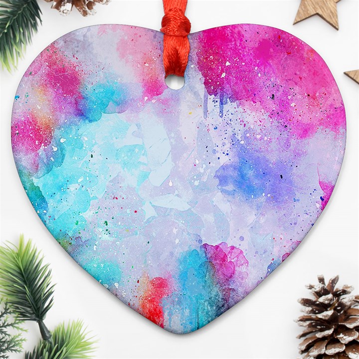 Rainbow paint Heart Ornament (Two Sides)