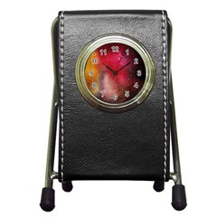 Red And Yellow Drops Pen Holder Desk Clock by goljakoff