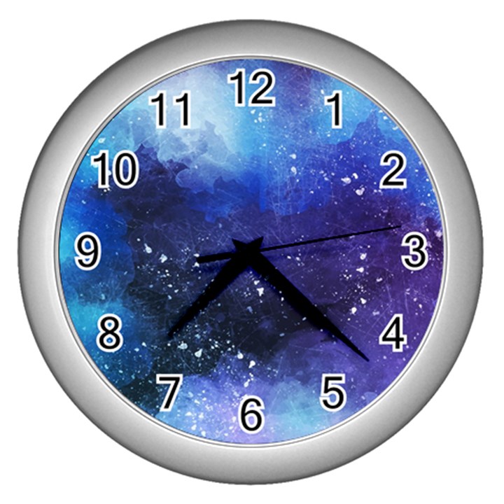 Blue paint Wall Clock (Silver)