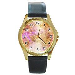 Golden Paint Round Gold Metal Watch by goljakoff