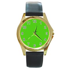 Bright Green Round Gold Metal Watch by FabChoice