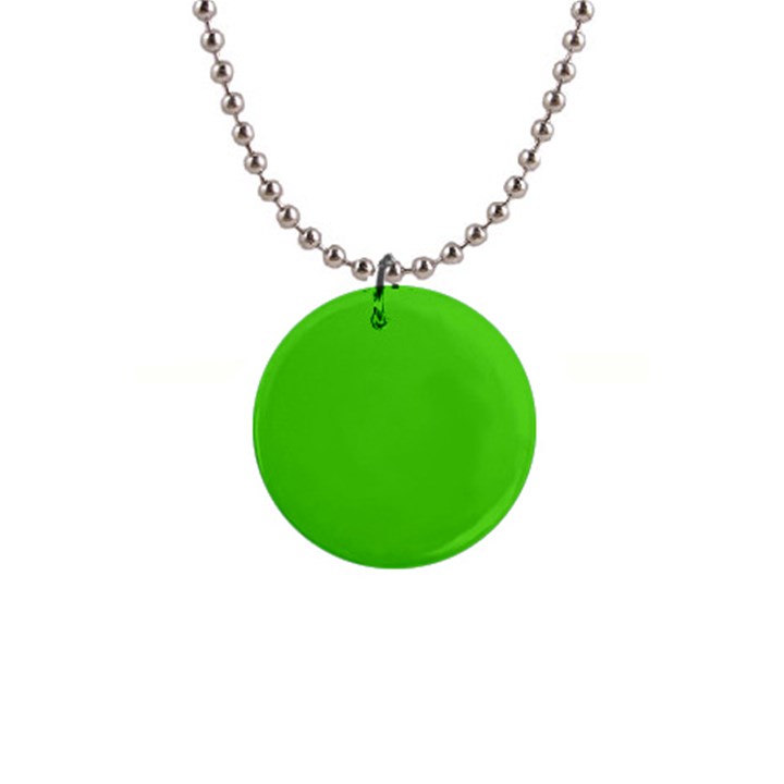 Bright Green 1  Button Necklace