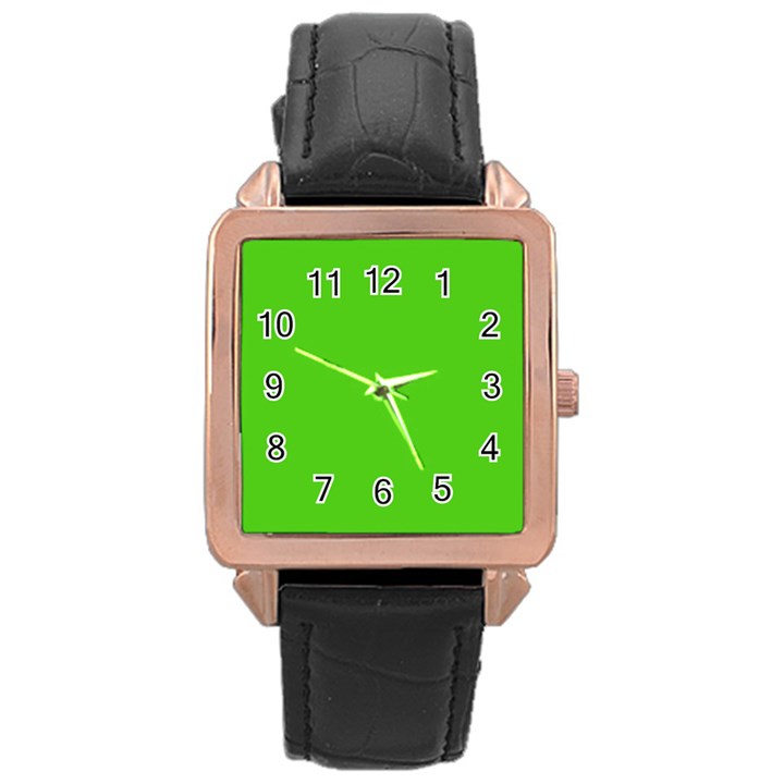 Bright Green Rose Gold Leather Watch 