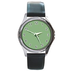 Dark Sea Green Round Metal Watch by FabChoice