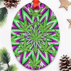 Purple, White, Green, Marijuana, Leaves, Cbdoilprincess  5de76707-e767-40d0-a70d-e7c36407f0a3 Ornament (oval) by CBDOilPrincess1