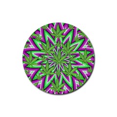 Purple, White, Green, Marijuana, Leaves, Cbdoilprincess  5de76707-e767-40d0-a70d-e7c36407f0a3 Rubber Coaster (round)  by CBDOilPrincess1