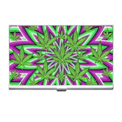 Purple, White, Green, Marijuana, Leaves, Cbdoilprincess  5de76707-e767-40d0-a70d-e7c36407f0a3 Business Card Holder by CBDOilPrincess1