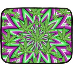 Purple, White, Green, Marijuana, Leaves, Cbdoilprincess  5de76707-e767-40d0-a70d-e7c36407f0a3 Double Sided Fleece Blanket (mini)  by CBDOilPrincess1