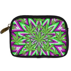 Purple, White, Green, Marijuana, Leaves, Cbdoilprincess  5de76707-e767-40d0-a70d-e7c36407f0a3 Digital Camera Leather Case by CBDOilPrincess1