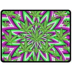 Purple, White, Green, Marijuana, Leaves, Cbdoilprincess  5de76707-e767-40d0-a70d-e7c36407f0a3 Fleece Blanket (large)  by CBDOilPrincess1