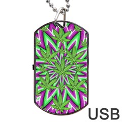 Purple, White, Green, Marijuana, Leaves, Cbdoilprincess  5de76707-e767-40d0-a70d-e7c36407f0a3 Dog Tag Usb Flash (two Sides) by CBDOilPrincess1