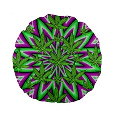 Purple, White, Green, Marijuana, Leaves, Cbdoilprincess  5de76707-e767-40d0-a70d-e7c36407f0a3 Standard 15  Premium Round Cushions by CBDOilPrincess1