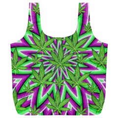 Purple, White, Green, Marijuana, Leaves, Cbdoilprincess  5de76707-e767-40d0-a70d-e7c36407f0a3 Full Print Recycle Bag (xl) by CBDOilPrincess1