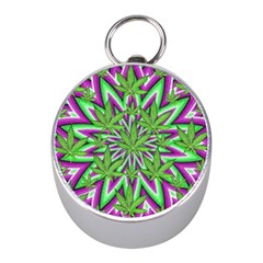 Purple, White, Green, Marijuana, Leaves, Cbdoilprincess  5de76707-e767-40d0-a70d-e7c36407f0a3 Mini Silver Compasses by CBDOilPrincess1