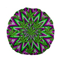 Purple, White, Green, Marijuana, Leaves, Cbdoilprincess  5de76707-e767-40d0-a70d-e7c36407f0a3 Standard 15  Premium Flano Round Cushions by CBDOilPrincess1