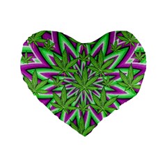 Purple, White, Green, Marijuana, Leaves, Cbdoilprincess  5de76707-e767-40d0-a70d-e7c36407f0a3 Standard 16  Premium Flano Heart Shape Cushions by CBDOilPrincess1