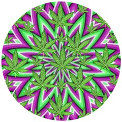 Purple, White, Green, Marijuana, Leaves, Cbdoilprincess  5de76707-e767-40d0-a70d-e7c36407f0a3 Wooden Puzzle Round by CBDOilPrincess1