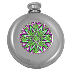 Purple, White, Green, Marijuana, Leaves, Cbdoilprincess  5de76707-e767-40d0-a70d-e7c36407f0a3 Round Hip Flask (5 Oz) by CBDOilPrincess1