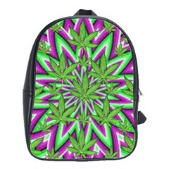 Purple, White, Green, Marijuana, Leaves, Cbdoilprincess  5de76707-e767-40d0-a70d-e7c36407f0a3 School Bag (large) by CBDOilPrincess1