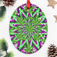 Purple, White, Green, Marijuana, Leaves, Cbdoilprincess  5de76707-e767-40d0-a70d-e7c36407f0a3 Oval Filigree Ornament (two Sides) by CBDOilPrincess1