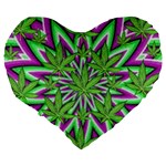 Purple, White, Green, Marijuana, Leaves, CBDOilPrincess  5de76707-e767-40d0-a70d-e7c36407f0a3 Large 19  Premium Flano Heart Shape Cushions Back